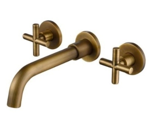 Toolkiss Double-Handle Wall Mounted Bathroom Faucet in Archaize - Unknown Condition - Lot 574