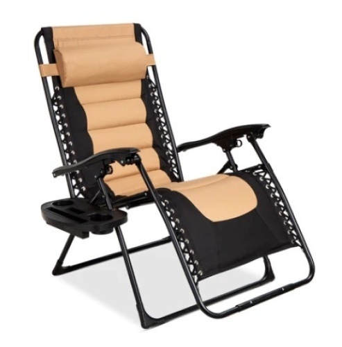 Oversized Padded Zero Gravity Chair, Tan/Black