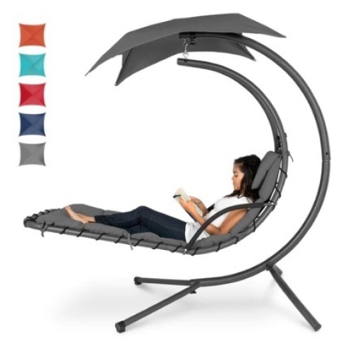 Hanging Curved Chaise Lounge Chair, Charcoal Gray