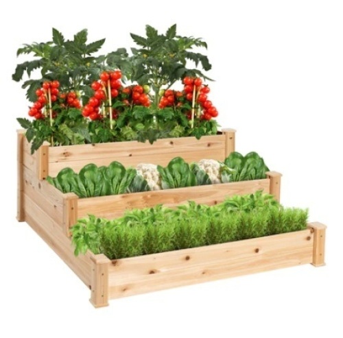 3-Tier Raised Fir Wood Garden Bed Planter