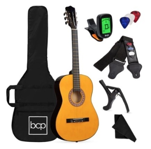 Beginner Acoustic Guitar Set, 38in, Natural