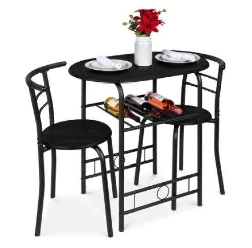 3-Piece Wooden Dining Set, Black
