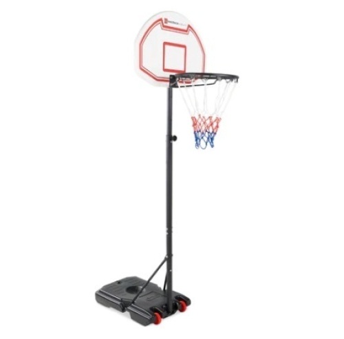 Kids Height-Adjustable Basketball Hoop, Portable Backboard System w/ Wheels, White