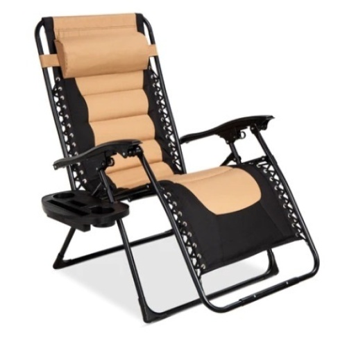 Oversized Padded Zero Gravity Chair, Tan/Black