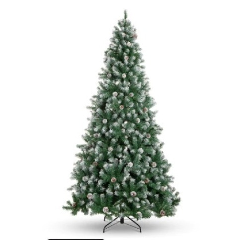6ft Pre-Decorated Christmas Tree w/ Pine Cones, Flocked Branch Tips