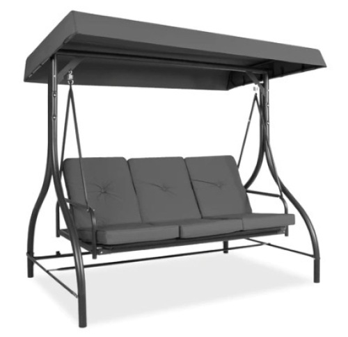 3-Seat Outdoor Canopy Swing Glider, Gray