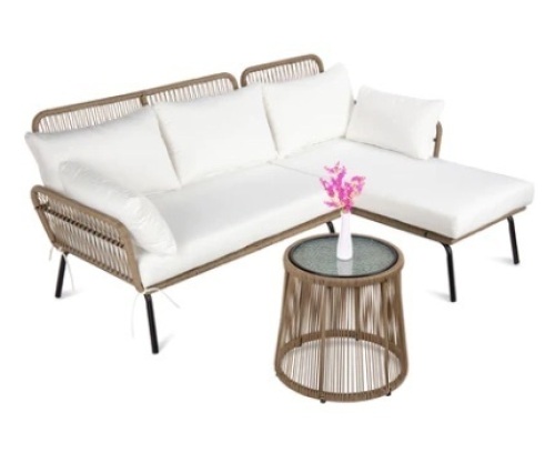 Rope Woven Sectional, White