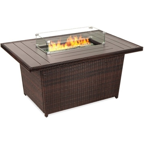 BCP. SKY 5267 : Best Choice Products  52 - In  Wicker Propane Gas Fire  pit Table  50,000  BTU Glass Wind  Guard