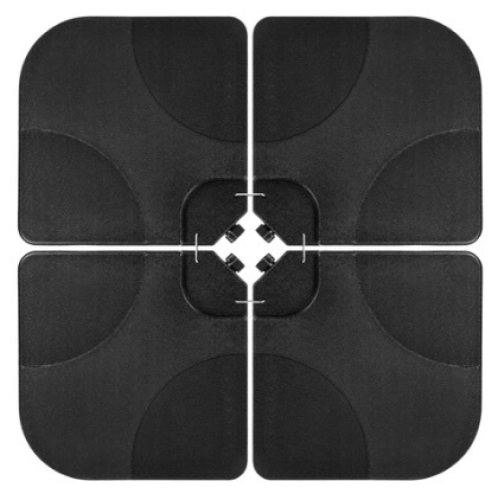 4-Piece Cantilever Offset Patio Umbrella Stand Square Base Plate Set, Black