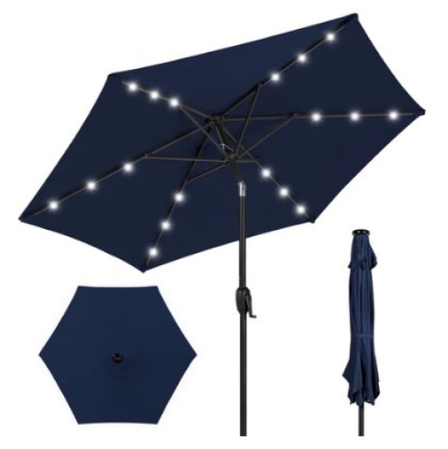 Outdoor Solar Patio Umbrella, 7.5ft, Navy