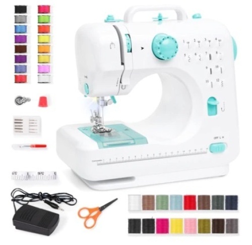 6V Portable Foot Pedal Sewing Machine, Teal