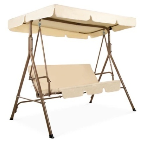 3-Person Outdoor Canopy Swing Glider, Beige