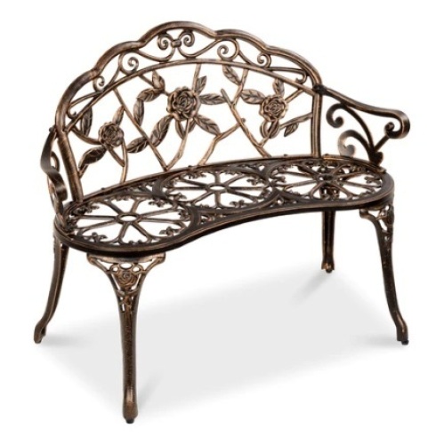 Steel Garden Bench, 39in, Bronze