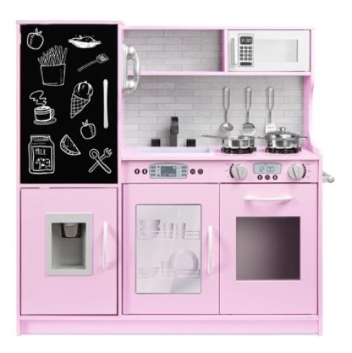 Pretend Play Kitchen Wooden Toy Set, Pink