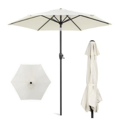 Outdoor Market Patio Umbrella, 7.5ft, Cream - Lot 441