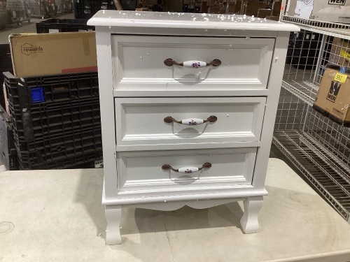 Storage Solid Wood End Nightstand W/ 3 Drawers -White HW56006WH  - Lot 342