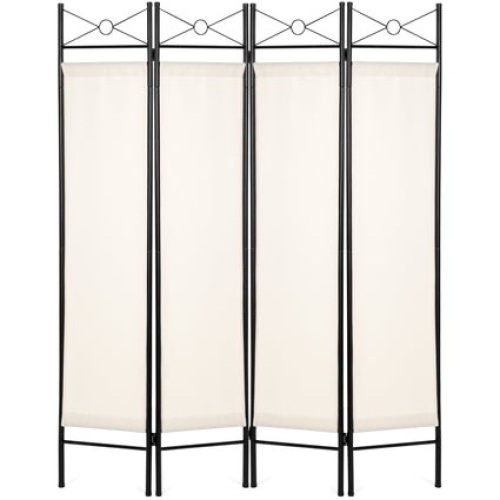 4-Panel Folding Privacy Screen Room Divider Decoration Accent w/ Steel Frame, Unknown if Complete. - Lot 1084