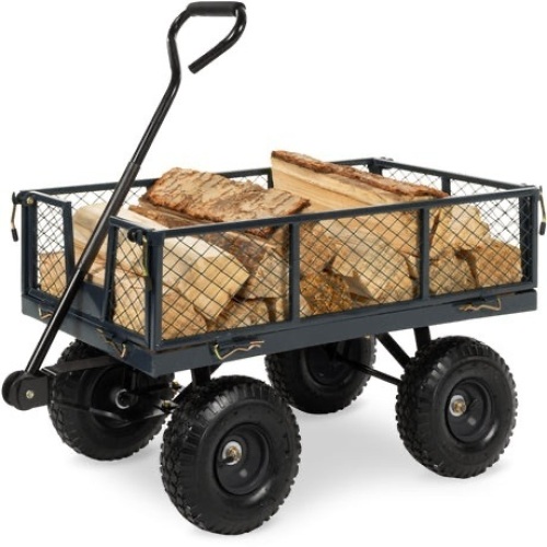 Steel Garden Utility Cart Wagon w/ 400lb Capacity, Removable Sides, Handle, Unknown if Complete - Lot 1149