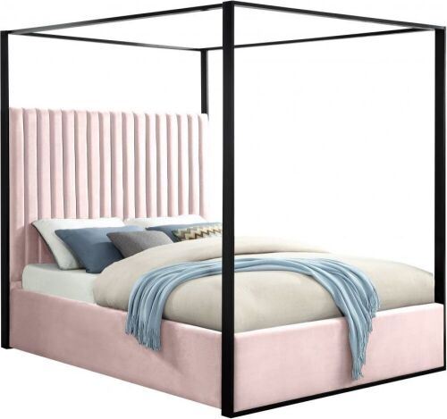 Meridian Furniture Jax Velvet Bed, Pink, Queen - Damage to Headboard  - Lot 118