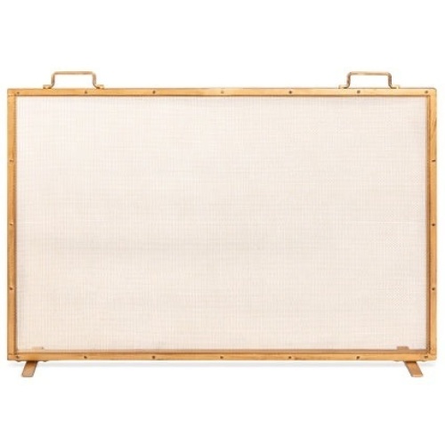 38x27in Single Panel Fireplace Screen Handcrafted Steel Mesh Spark Guard w/ Handles, Unknown if Complete. - Lot 1159