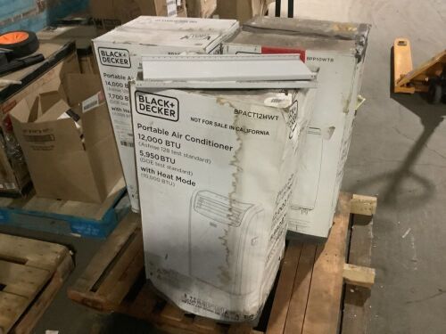 Lot of (3) Black & Decker Portable Air Conditioners - For Parts or Repair  - Lot 319