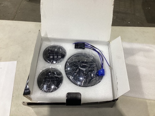 Black 7" Headlight 4.5" Passing Light Trim Ring Bezel Visor Cover For Harley - Lot 861