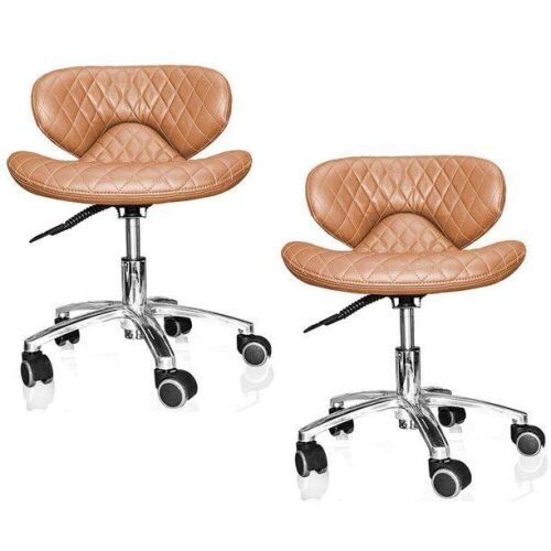 DanBelle Set of 2 Pedicure Salon Stool, Adjustable Height, Pedicure Chair with Backrest and Wheels - Lot 984