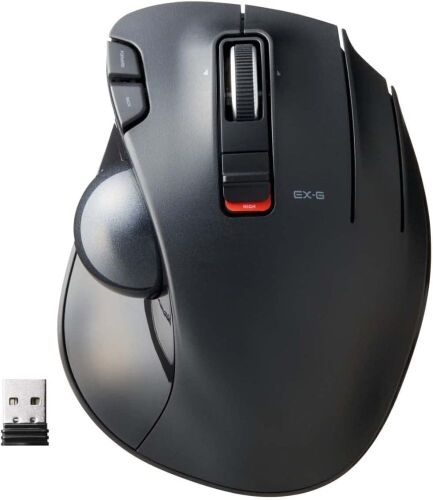ELECOM 2.4GHz Wireless Easy Thumb Control Trackball Mouse, Sculpted Ergonomic Design, 6-Button Function with Smooth Tracking, Precision Optical Gaming Sensor, Compatible with Windows /Mac  - Lot 437