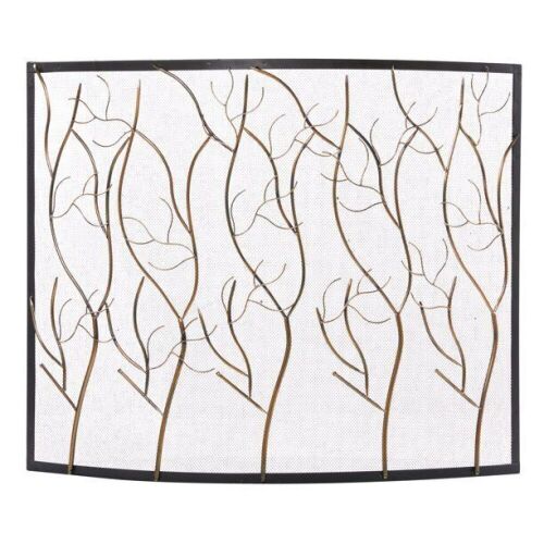 DecMode Metal Eclectic Fireplace Screen, Brass, 39"W - Lot 990