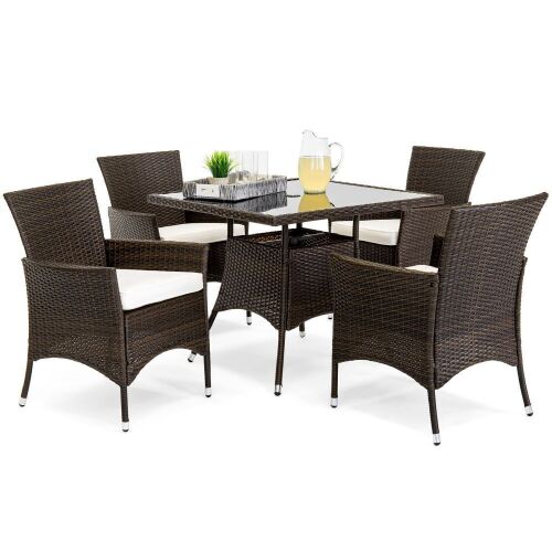5-Piece Wicker Patio Dining Table Set w/ 4 Chairs - Lot 75