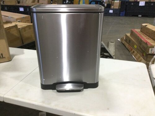Stainless Steel 2 Compartment Trash Can with Removable Basket - Lot 1012