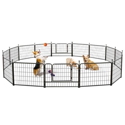 TOOCA Heavy Duty Metal Dog Exercise Playpen Fence for Indoor & Outdoor, 16 Panels & 24 Inch Height - Lot 667