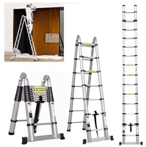 Straight Ladder 2.5M+2.5M Multifunction Folding  Aluminum Ladder, 330lbs Max Capacity   - Lot 634