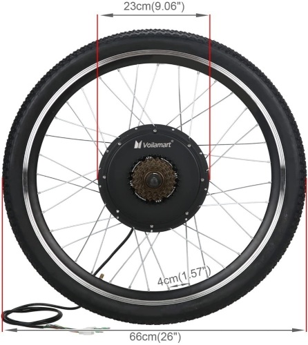 Voilamart Electric Bicycle Wheel Kit 26" Front Wheel 48V 1000W E-Bike Conversion KiT - Lot 660