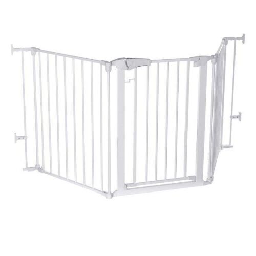 KingSo 33"-80" Extra Wide 30" Tall Adjustable Auto Close Metal Pressure Open Area Baby Gate with Swing Door  - Lot 630