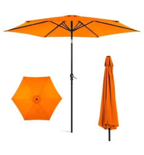 Outdoor Steel Market Patio Umbrella Decoration w/ Tilt, Crank Lift - 10ft, Appears New - Lot 101