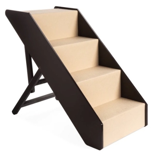 Foldable Adjustable, Non-Slip Wide Wooden Carpeted Pet Step Stairs, Appears New - Lot 117