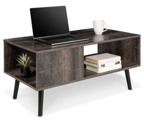 Wooden Mid-Century Modern Coffee Accent Table w/ Open Storage Shelf, Appears New - Lot 131