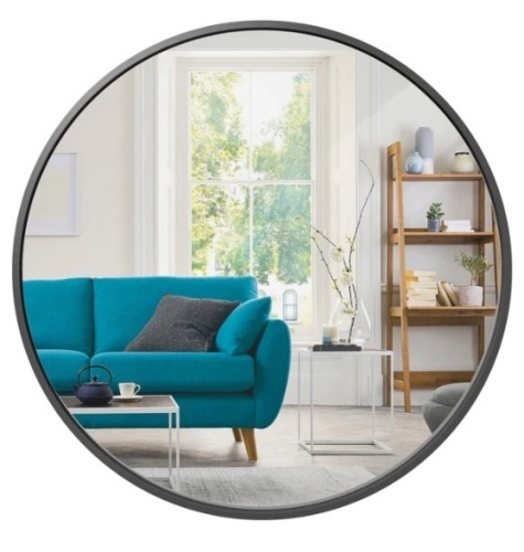 Framed Round Bathroom Vanity Wall Mirror w/ Anti-Blast Film - 36in, Appears New - Lot 132