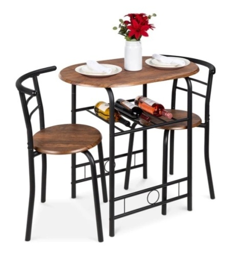 3-Piece Wooden Table & Chairs Dining Set w/ Lower Storage Shelf, Appears New - Lot 136
