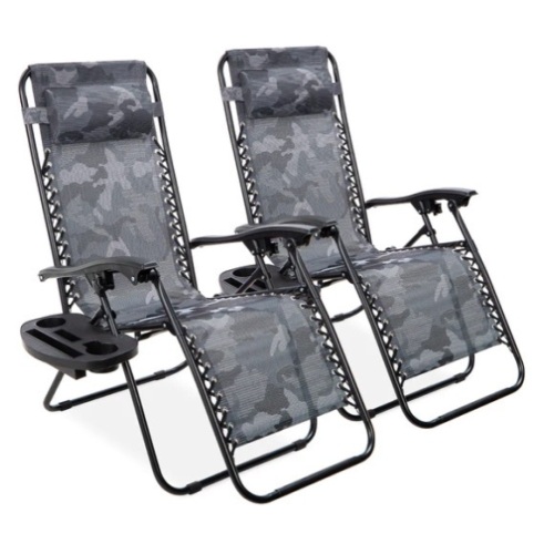 Set of 2 Adjustable Zero Gravity Patio Chair Recliners w/ Cup Holders, Appears New - Lot 149
