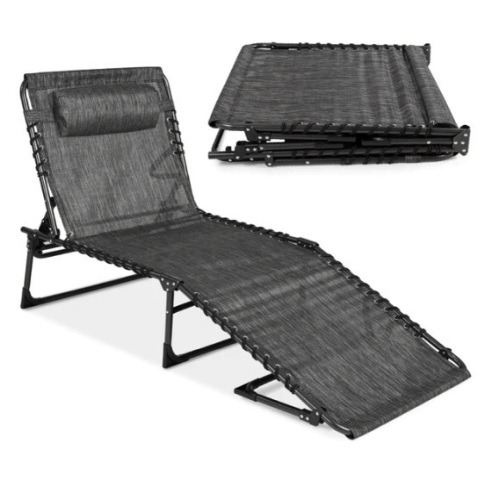 Portable Patio Chaise Lounge Chair Outdoor Recliner w/ Pillow, Appears New - Lot 154
