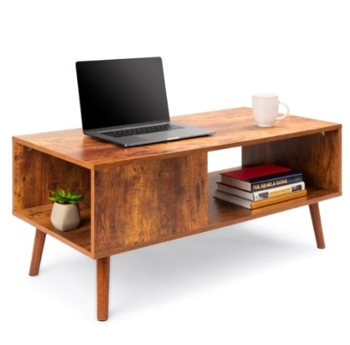 Wooden Mid-Century Modern Coffee Accent Table w/ Open Storage Shelf, Appears New - Lot 208