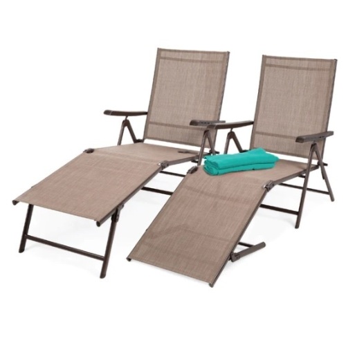 Set of 2 Outdoor Patio Chaise Recliner Lounge Chairs w/ Rust-Resistant Frame, Appears New - Lot 211