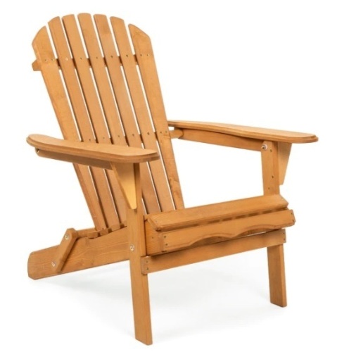 Folding Wooden Adirondack Chair Accent Furniture w/ Natural Finish - Brown, Appears New - Lot 237