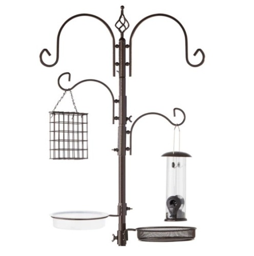 4-Hook Bird Feeding Station, Steel Feeder Stand w/ 2 Bird Feeders - 91in, Appears New - Lot 238