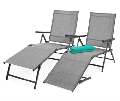 Set of 2 Outdoor Patio Chaise Recliner Lounge Chairs w/ Rust-Resistant Frame, Appears New - Lot 256