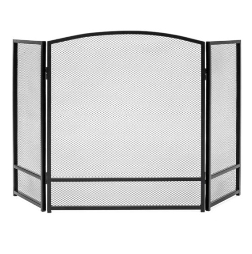 3-Panel Simple Steel Mesh Fireplace Screen w/ Rustic Worn Finish - 47x29in, Appears New - Lot 261
