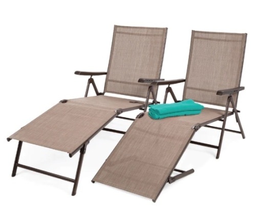 Set of 2 Outdoor Patio Chaise Recliner Lounge Chairs w/ Rust-Resistant Frame, Appears New - Lot 269