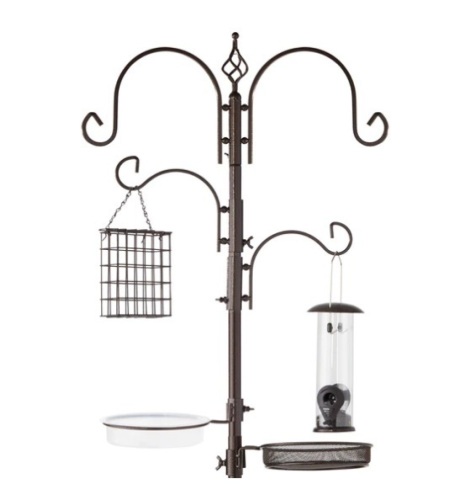 4-Hook Bird Feeding Station, Steel Feeder Stand w/ 2 Bird Feeders - 91in, Appears New - Lot 283